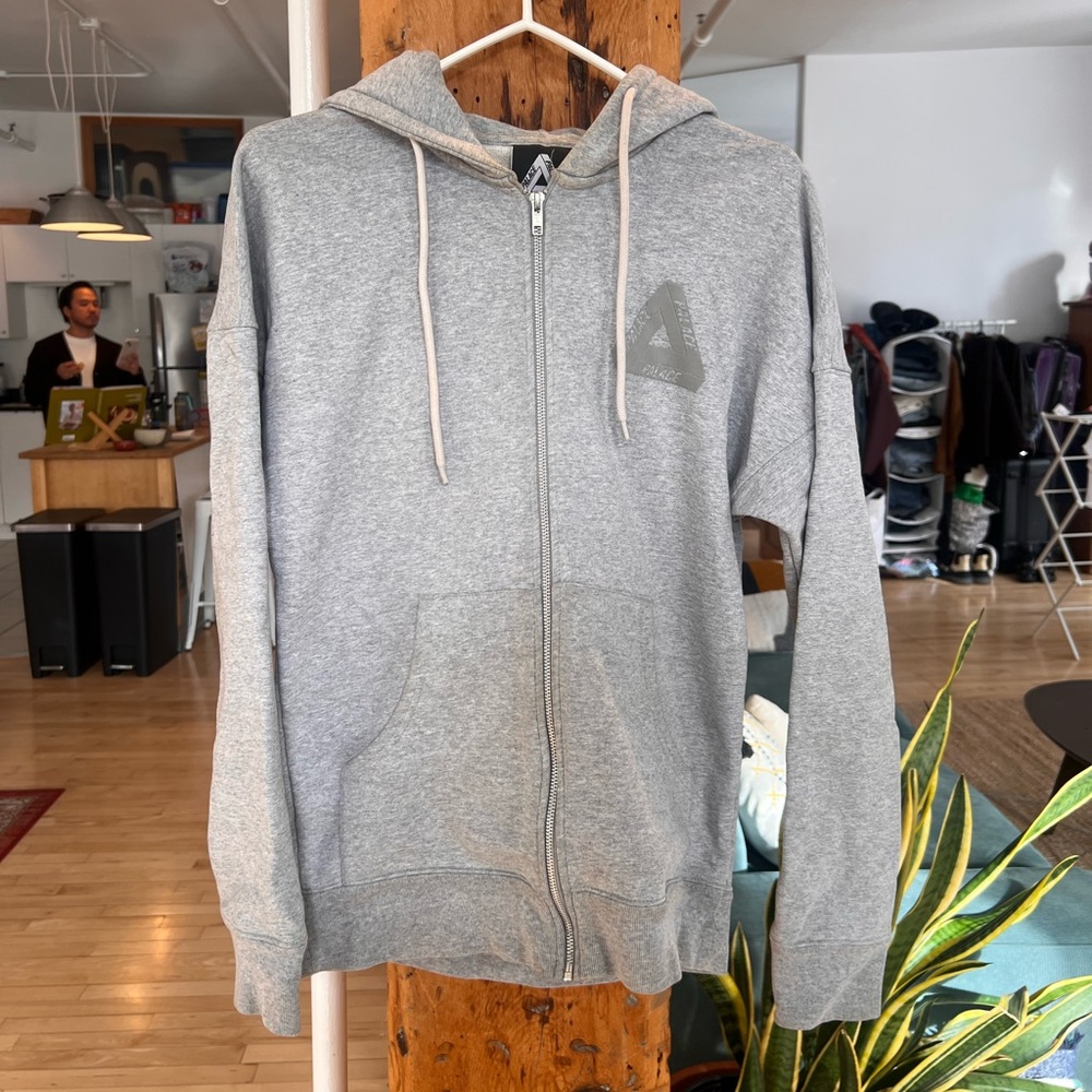 Palace Gray Zip-Up Hoodie
